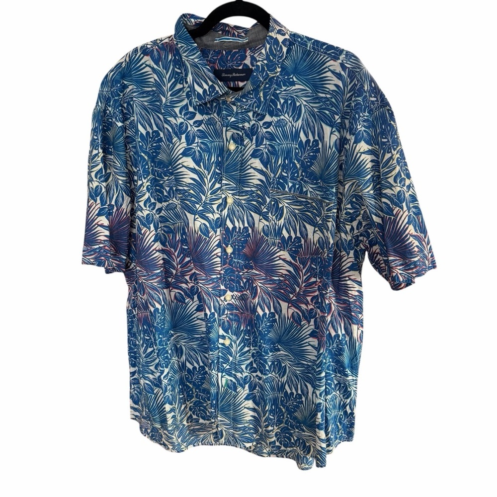 Tommy Bahama Men's Tide Pool Palms Stretch-Cotton Camp Shirt Old Royal